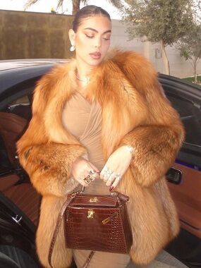 Vintage REVILLON Saks Fifth Avenue Natural Red Fox Fur Coat Jacket Shawl Collar